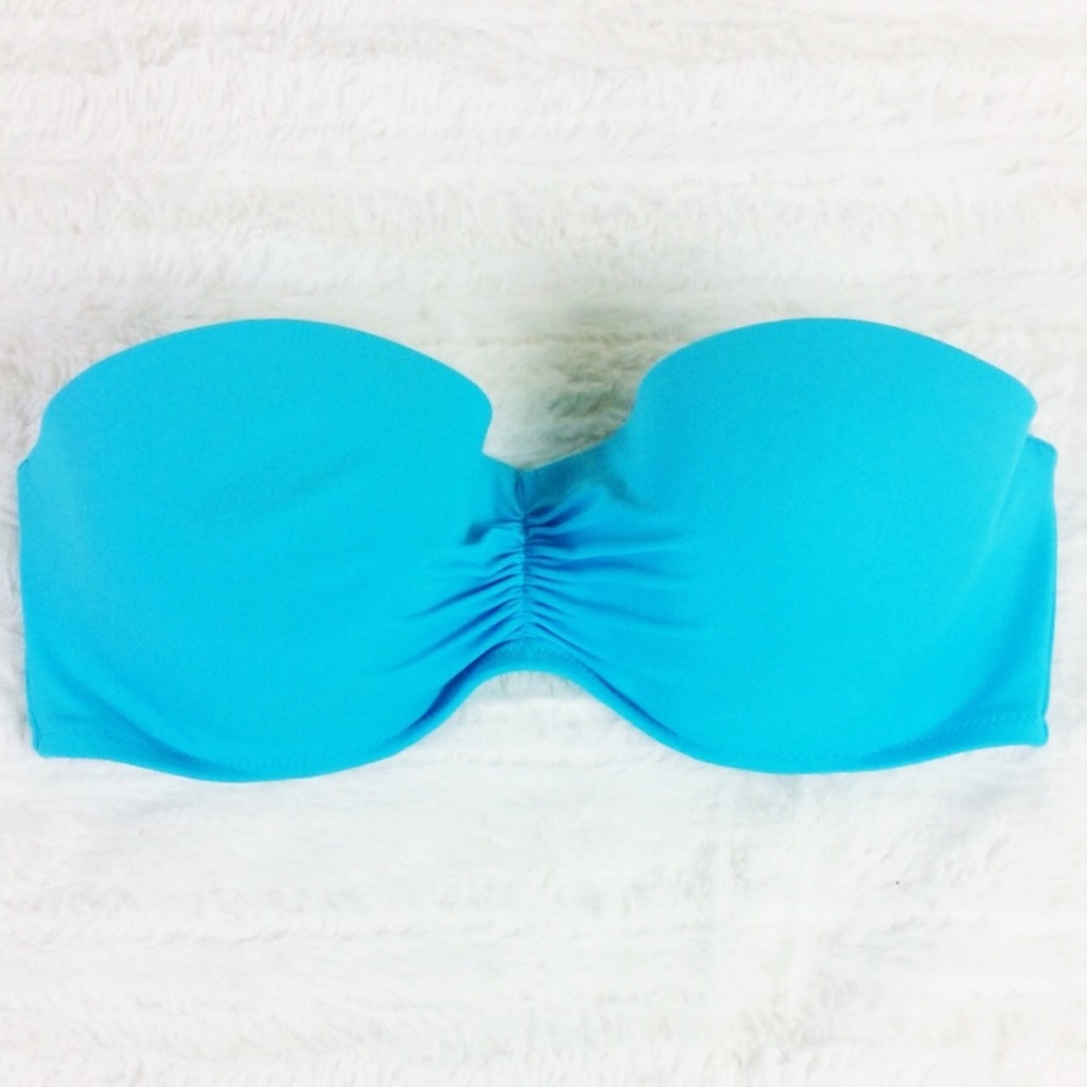 Victoria's Secret bikini top strapless blue ruched